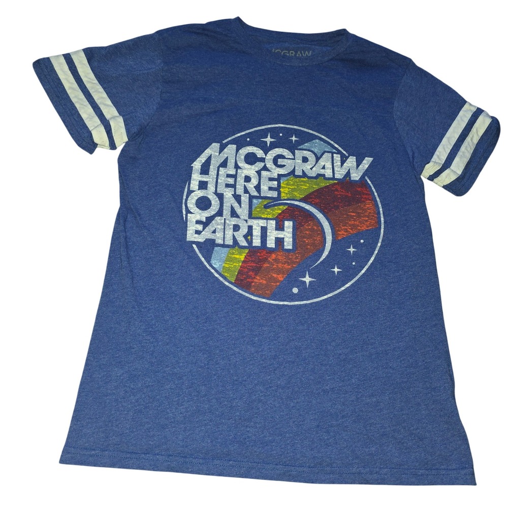 Tim MCGRAW Here On Earth‎ Graphic T Shirt Blue Short Sleeve Shirt Concert Medium